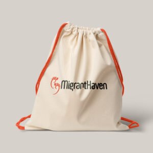 migranthaven drawstring backpack mockup