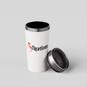migranthaven travel mug mockup